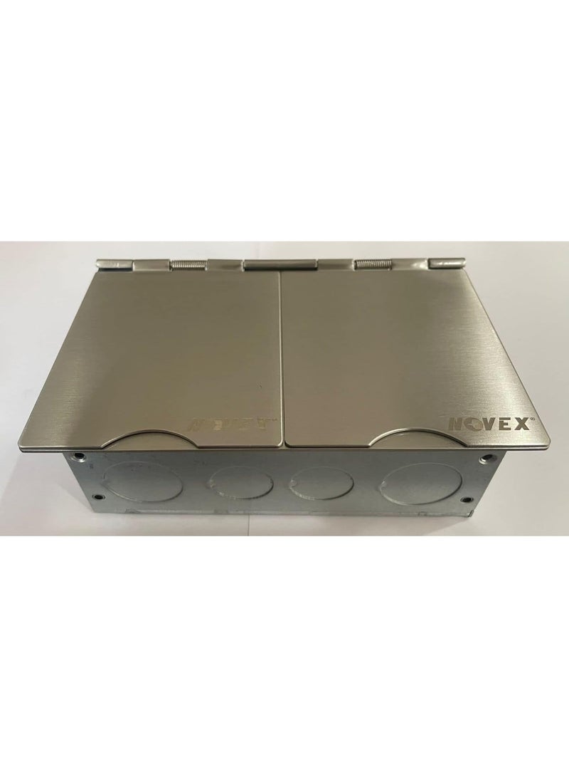 NOVEX 13A Flat Floor Socket Plate (TWIN, SATIN CHROME) - Image 4