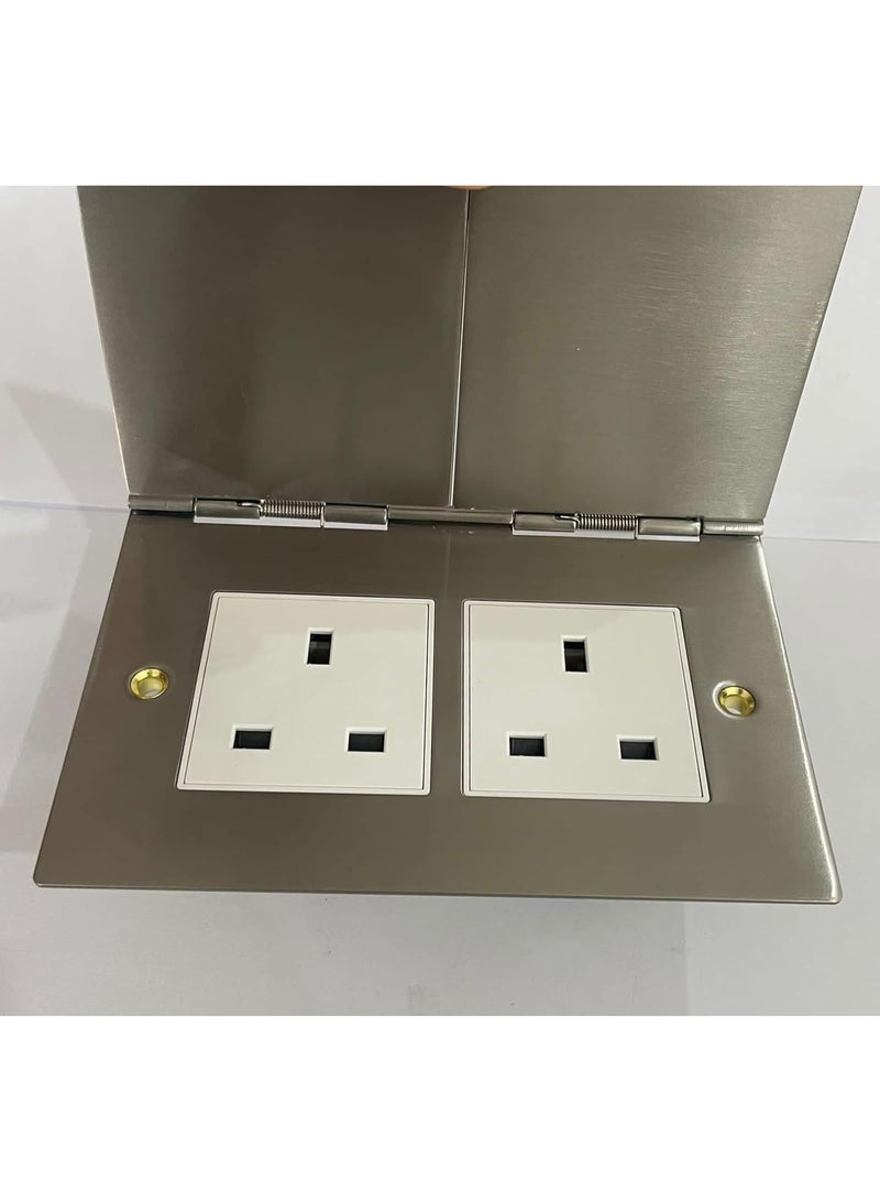 NOVEX 13A Flat Floor Socket Plate (TWIN, SATIN CHROME) - Image 5
