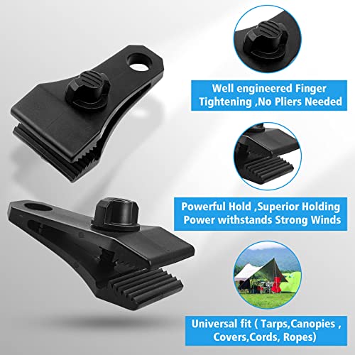 AMURS 30PCS Upgrade Large Tarp Clips Heavy Duty Lock Grip Tarp Clamps Thumb Screw Tent Clamps with 100 Pcs Zip Cable Ties for Swimming Pool Cover Awnings Outdoor Camping Caravan Canopies Car Covers - Image 5