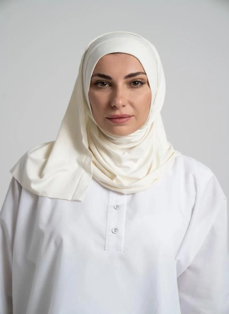 أيلا فاشون حجاب قطن مخيط جاهز - أوف وايت