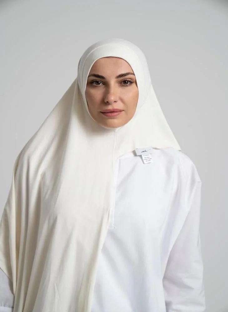 أيلا فاشون حجاب قطن مخيط جاهز - أوف وايت