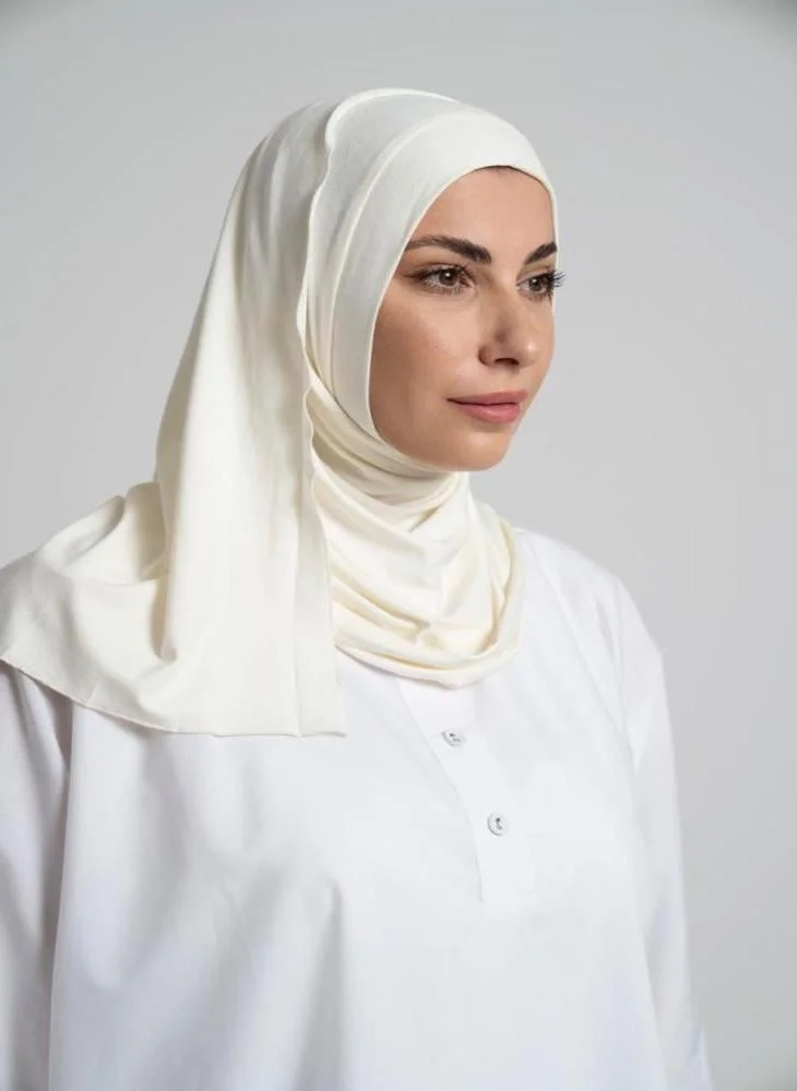 أيلا فاشون حجاب قطن مخيط جاهز - أوف وايت