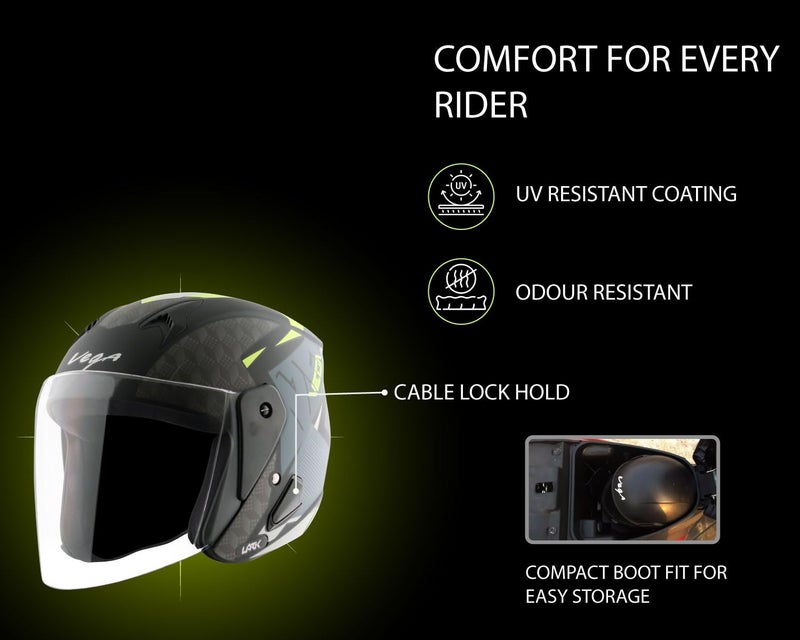 Vega Lark Twist Motorbike ISI Certified Full Face Motorcycle Helmet with Impact Resistant ABS Shell High Density EPS Liner Scratch Resistant Visor Aerodynamic Design Quick Release Buckle Comfortable Breathable Inner Padding Dull Black Neon Yellow Helmet-M - Image 2