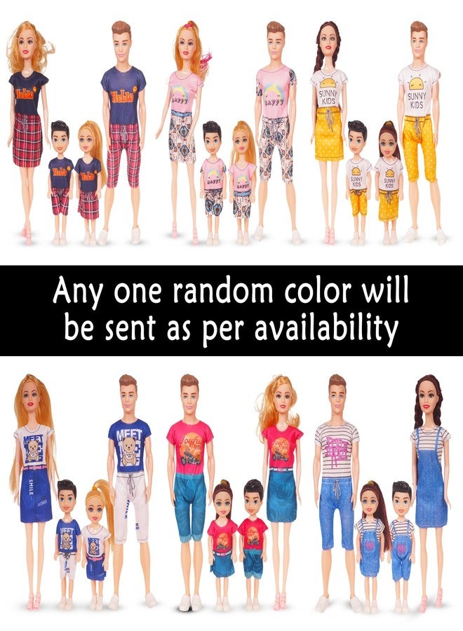 WISHKEY Plastic Beautiful Travel Family Doll Set with Mom,Dad,Baby Boy & Girl, Ideal Pretend Play Doll Accessories Stylish Playset for Girls, Multicolor, 3+ Years (Pack of 1) - Image 2