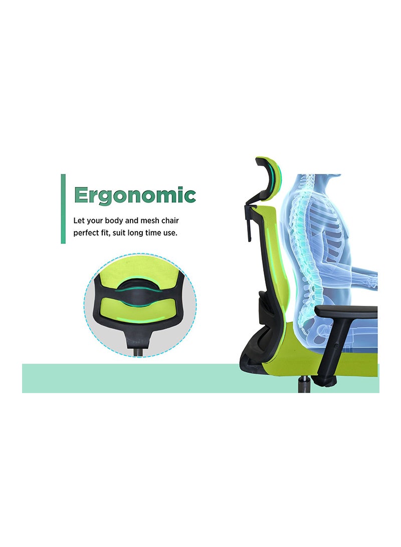 Mahmayi Mahmayi SleekLine T01B High Back Ergonomic Office Mesh Chair - Green  - Image 3