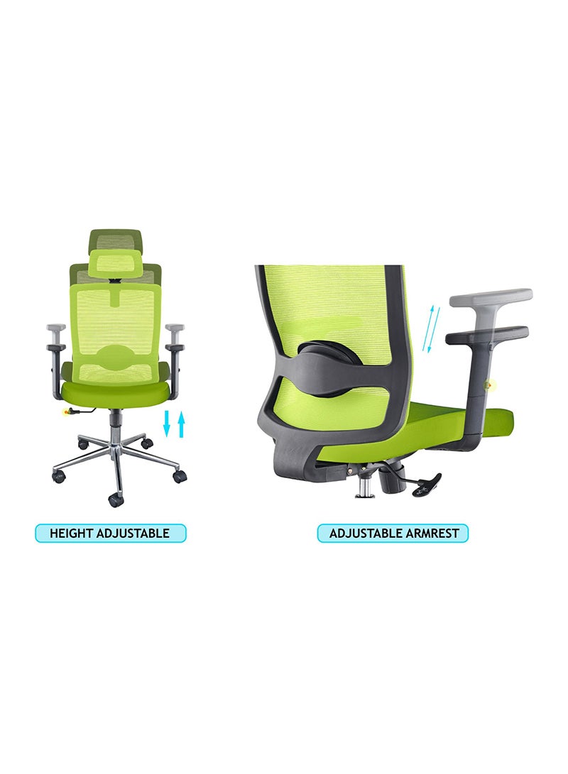 Mahmayi Mahmayi SleekLine T01B High Back Ergonomic Office Mesh Chair - Green  - Image 2
