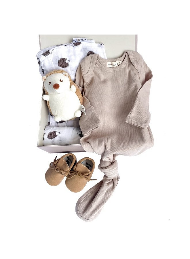 MOYA Baby Gift Box - Newborn Keepsake Box for Boy and Girl, Baby Clothes, Knotted Gown and Swaddle Blanket, Baby Shower Gifts Set for Unisex in a Box and a Basket, Baby Welcome Box, Baby Registry. - Image 1