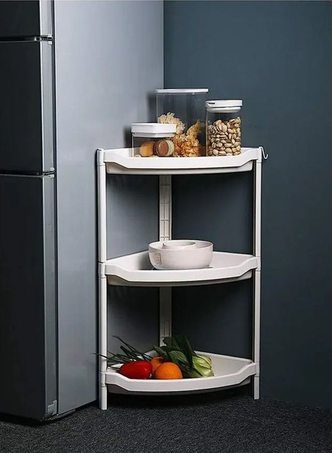 إيه جي دي رف تخزين زاوية بلاستيكي مكون من 3 طبقات أبيض - Image 4