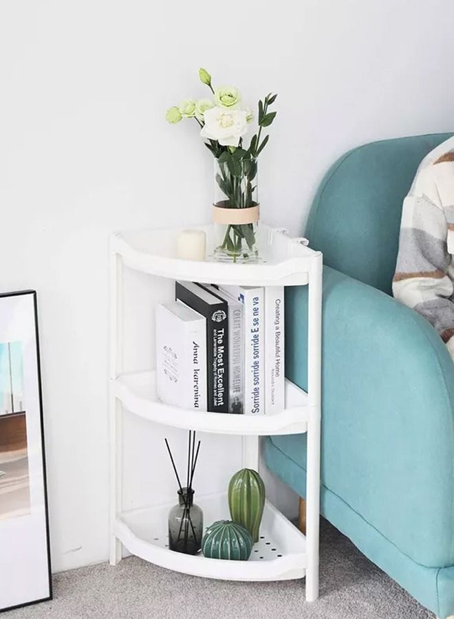 إيه جي دي رف تخزين زاوية بلاستيكي مكون من 3 طبقات أبيض - Image 3