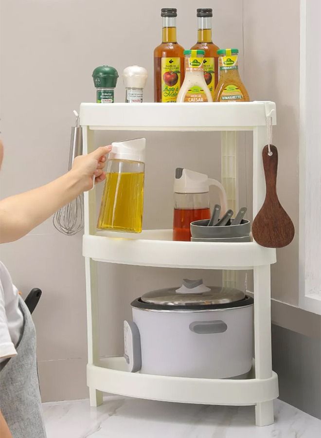 إيه جي دي رف تخزين زاوية بلاستيكي مكون من 3 طبقات أبيض - Image 1