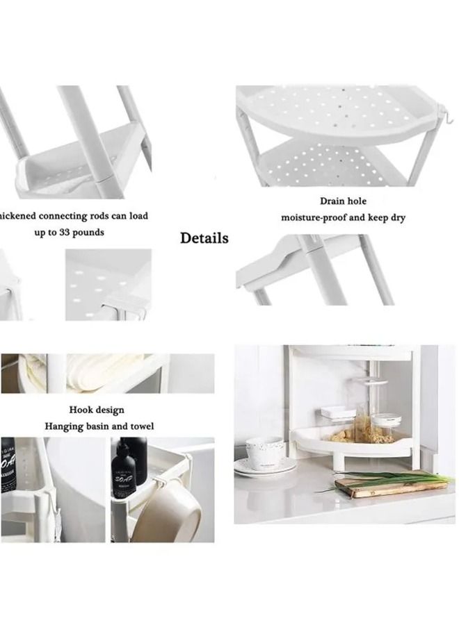 إيه جي دي رف تخزين زاوية بلاستيكي مكون من 3 طبقات أبيض - Image 5