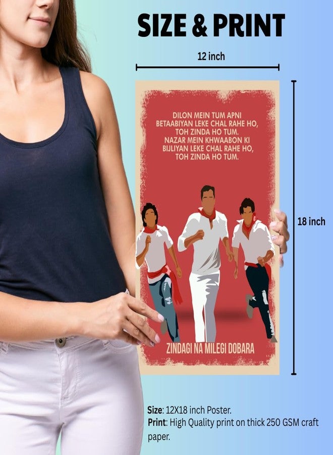 gray wall Good Hope Bollywood Movies Zindagi Na Milegi Dobara Poster, 12X18 Inch Without Frame Poster Matte Paper 300Gsm Posters Sticker For Rooms Hotel Restraunt Boys Beautiful Art Work - Image 3
