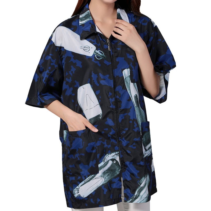 Hair Stylist Smock Salon Work Clothing Professional Hairdressers Blue Long Apron Style 1Pack - Image 1