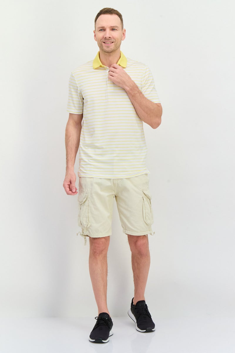 CROSSHATCH Men Solid Cargo Shorts, Beige - Image 3