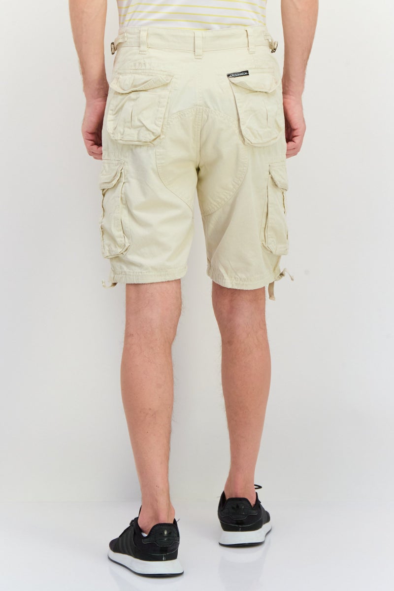 CROSSHATCH Men Solid Cargo Shorts, Beige - Image 4