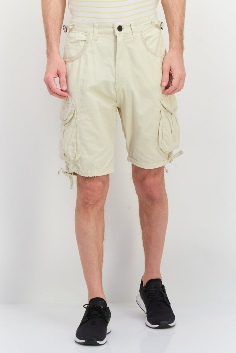 CROSSHATCH Men Solid Cargo Shorts, Beige - Image 1