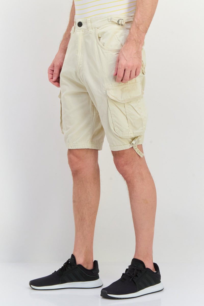 CROSSHATCH Men Solid Cargo Shorts, Beige - Image 2