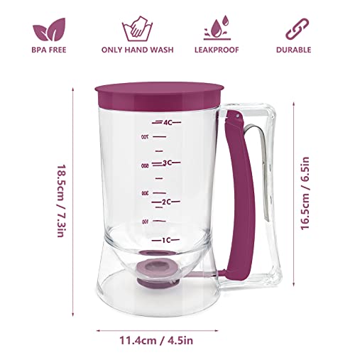 Portal Kndatle Pancake Cupcake Batter Dispenser, Batter Separator Bakeware Maker with Measuring Label, Perfect Baking Tool for Cupcakes, Waffles, Muffin Mix, or Any Baked Goods - Image 5