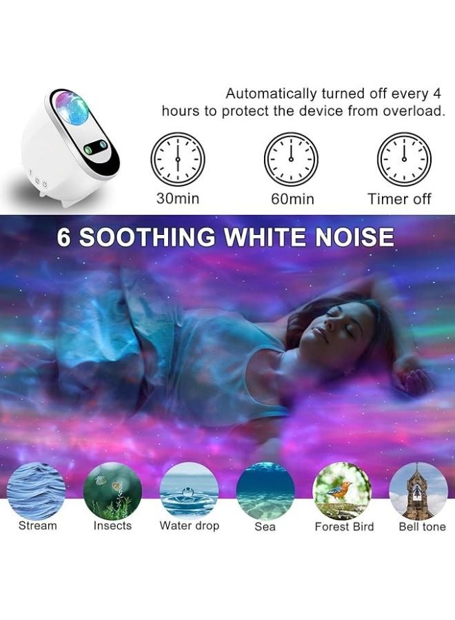 SMARTX Galaxy Star Projector Starry Night Light, 3 in 1 LED Northern Lights Aurora Projector, 6 White Noise Starry Moon Light with Bluetooth Speaker Ideal for Bedroom, Living Room, Kids & Adults - Image 4