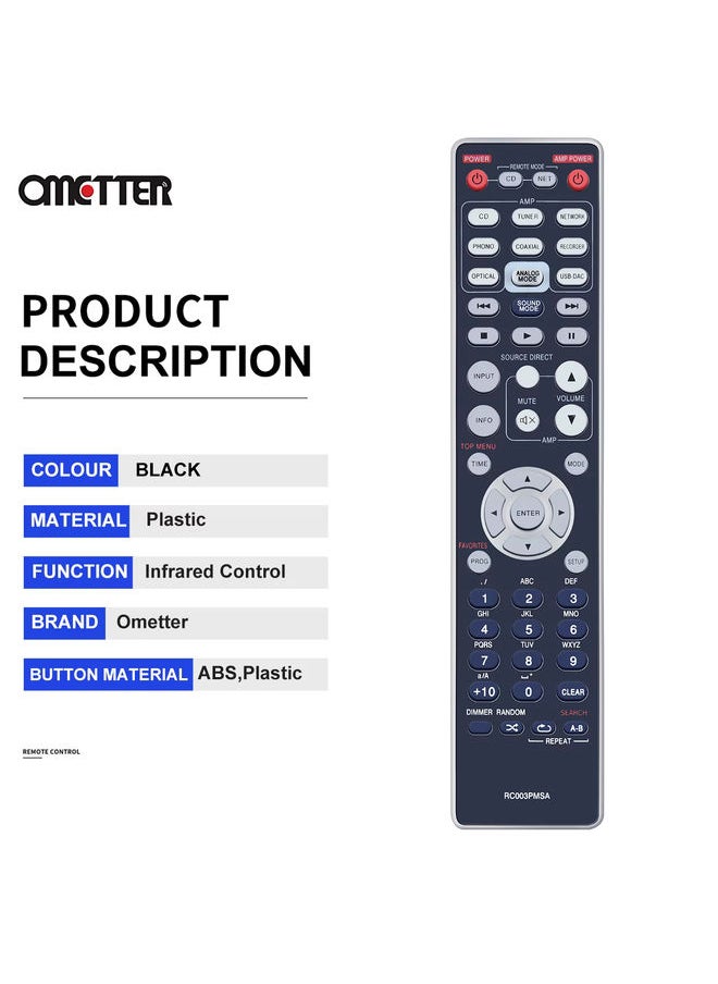OMETTER - New RC003PMSA Replaced Remote Control For Marantz PM7004 PM7005 PM8003 PM8004 Hi-Fi Stereo Integrated Amplifier - Image 1