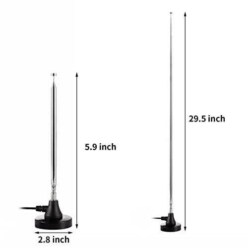Eifagur 75 Ohm 300 Ohm Magnetic Base FM Radio Telecopic Antenna with 10ft Coaxial Cable for Stereo Receiver Digital HD Radios and Home Theater System - Image 2