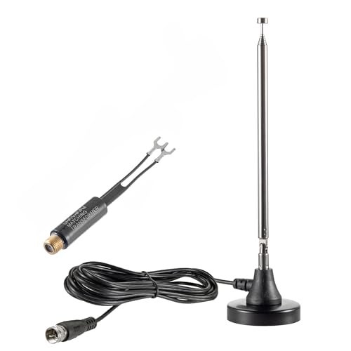 Eifagur 75 Ohm 300 Ohm Magnetic Base FM Radio Telecopic Antenna with 10ft Coaxial Cable for Stereo Receiver Digital HD Radios and Home Theater System - Image 1