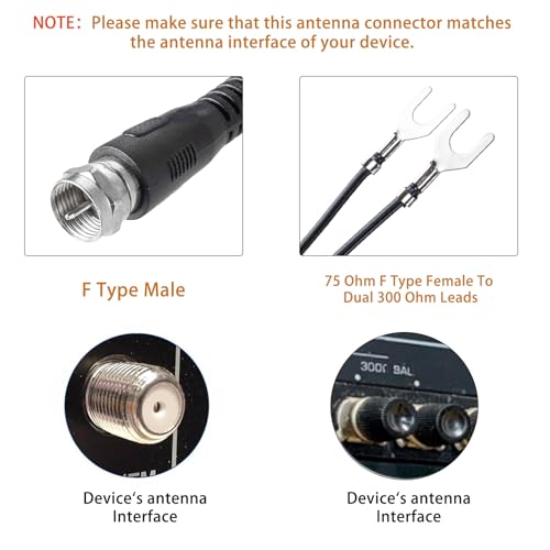 Eifagur 75 Ohm 300 Ohm Magnetic Base FM Radio Telecopic Antenna with 10ft Coaxial Cable for Stereo Receiver Digital HD Radios and Home Theater System - Image 5