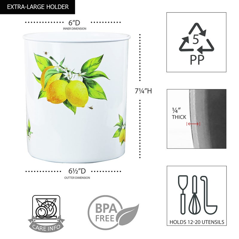 Reston Lloyd Multipurpose Crock Organize All Kinds of Utensils & Kitchen Tools  Extra Large Holder  Fresh Lemons - Image 3