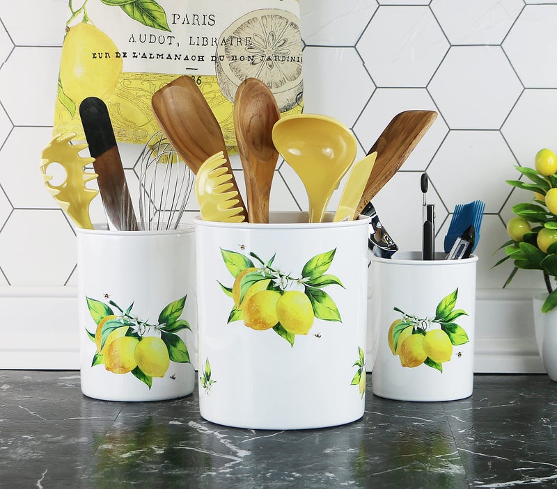 Reston Lloyd Multipurpose Crock Organize All Kinds of Utensils & Kitchen Tools  Extra Large Holder  Fresh Lemons - Image 5