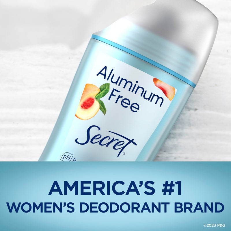Secret Aluminum Free Deodorant for Women, 48hr Odor Protection, Free of Parabens Dyes Talc & Baking Soda, PH Balancing Minerals, Invisible Solid, White Peach Scent, 2.4 oz (Pack Of 3) - Image 3