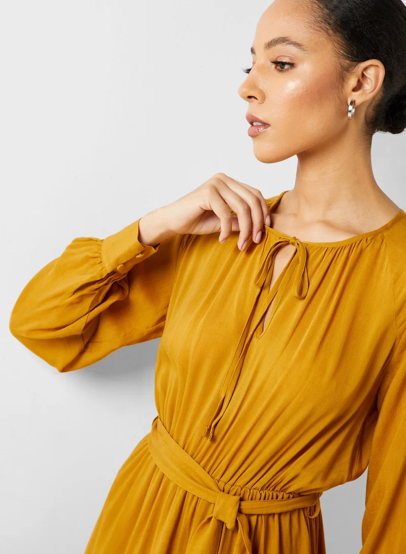 Reserved Tiered Belted Dress