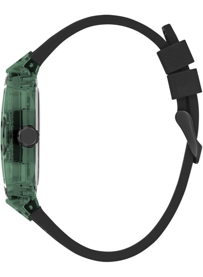 GUESS Men's 41mm Watch - Black Strap Black Dial Green Case - Image 2