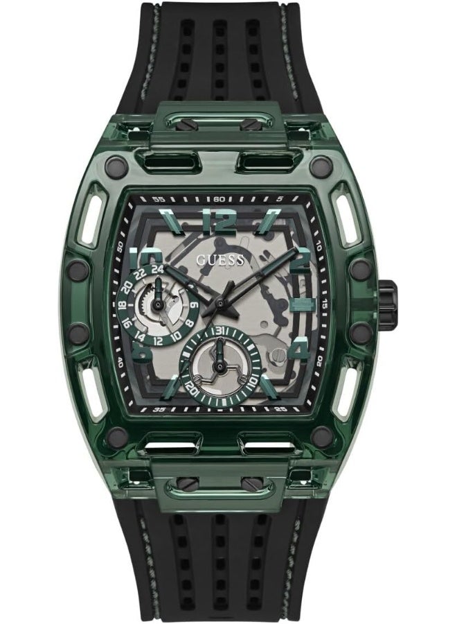 GUESS Men's 41mm Watch - Black Strap Black Dial Green Case - Image 1