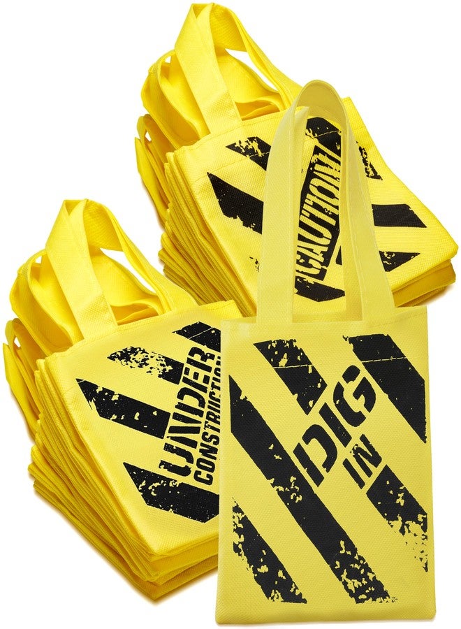 Bedwina Construction Birthday Party Supplies 12 Under Construction Party Decorations Themed Mini Non-Woven Canvas Tote Gift Bags with Handles for Kids and Goodie Bags for Boys - Image 1