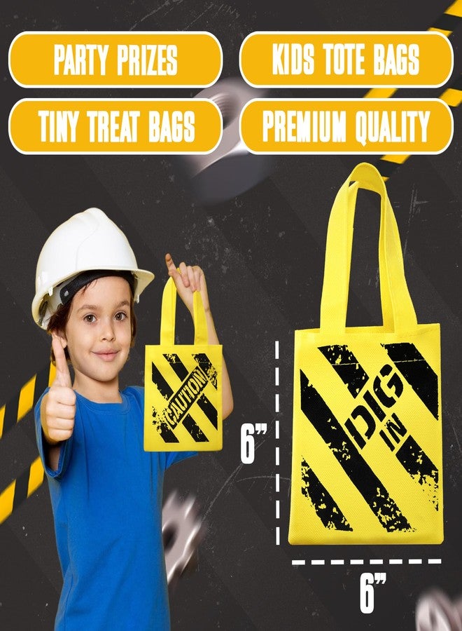 Bedwina Construction Birthday Party Supplies 12 Under Construction Party Decorations Themed Mini Non-Woven Canvas Tote Gift Bags with Handles for Kids and Goodie Bags for Boys - Image 5