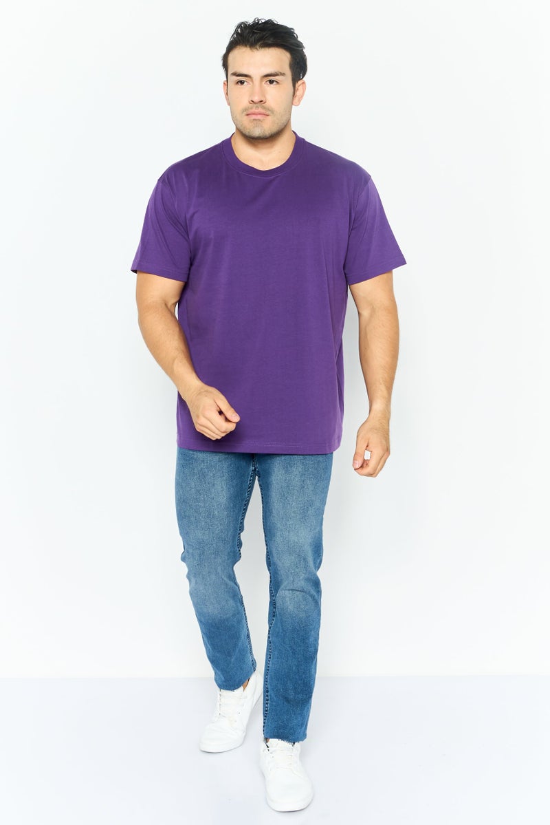 ESPRIT Men Crew Neck Short Sleeves Brand Logo T-Shirt, Dark Purple - Image 2