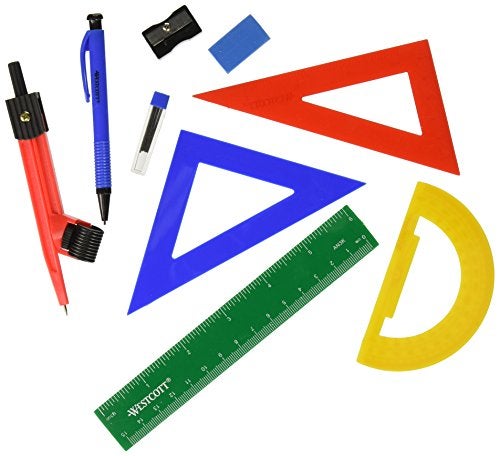Westcott Ten Piece Math Tool Kit, Assorted Colors - Image 4