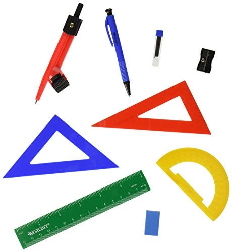 Westcott Ten Piece Math Tool Kit, Assorted Colors - Image 3
