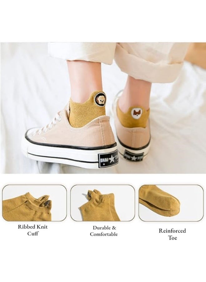 5 Pairs Women Sneaker Sport Socks No-Show Non Slip Fine Cotton Low Cut Ankle Socks with Lip Casual Novelty Cute Socks - Image 2