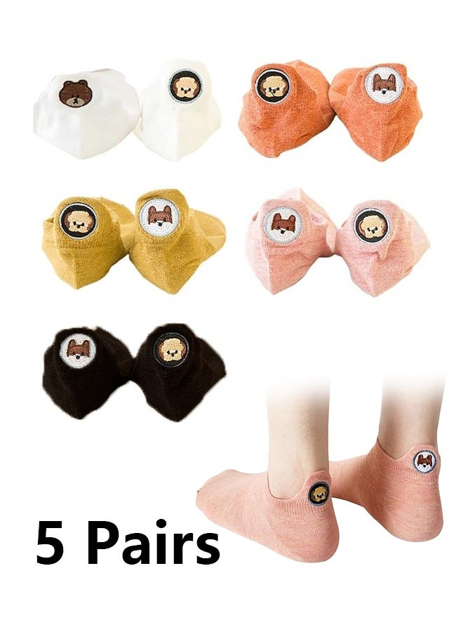 5 Pairs Women Sneaker Sport Socks No-Show Non Slip Fine Cotton Low Cut Ankle Socks with Lip Casual Novelty Cute Socks - Image 1
