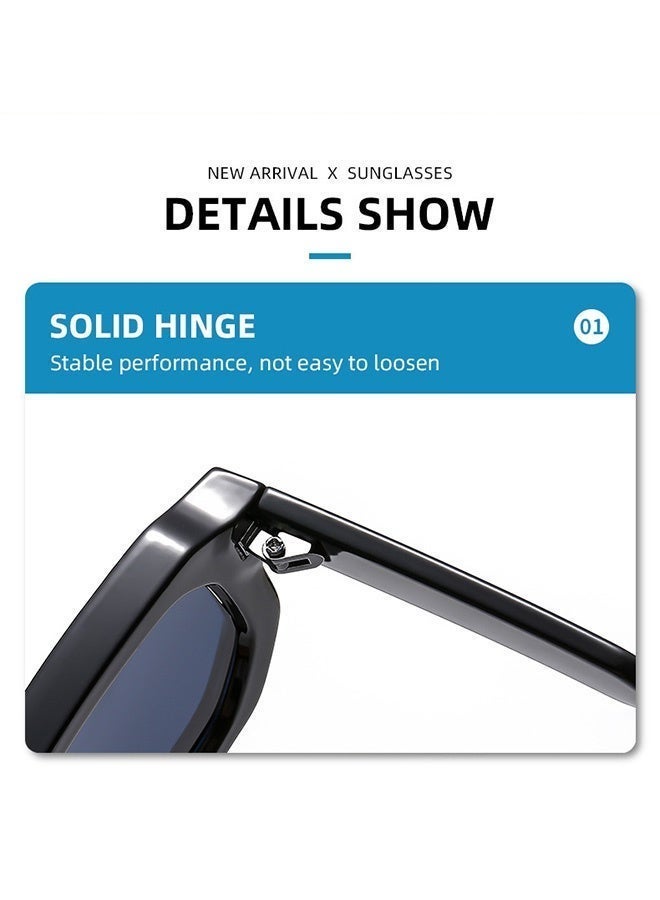 سِيكجُوك نظارات شمسية ريترو للرجال والنساء نسائية ورجالية نسائيه رجاليه مستطيلة سميكة بإطار كبير عصرية بحماية من الأشعة فوق البنفسجية تتميز بتصميم نظارة شمسيه نظاره أنيق وتشمل نضارات نساءيه رجالي نضرات رجال من أفضل النظارات الشمسية المتاحة أسود - Image 5