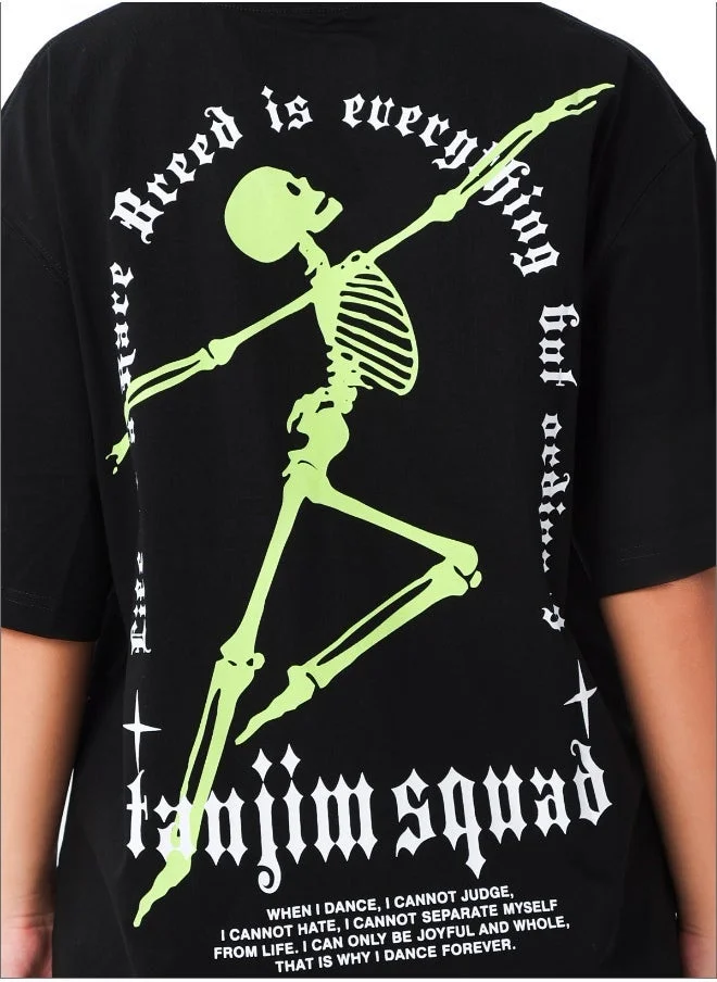 Tanjim Squad  TANJIM SQUAD - DANCING SKELETON WOMENS T-SHIRT BLACK for Women | Best Price UAE