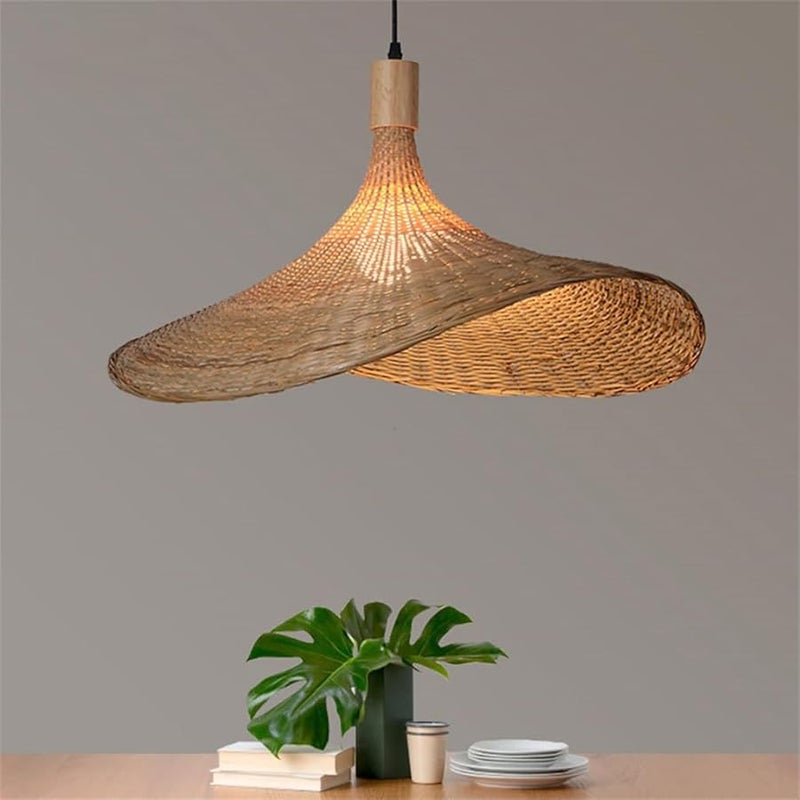 Modern Boho Handwoven Rattan Pendant Light 40cm For Dining Room Kitchen Island - Image 1
