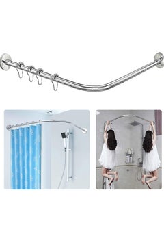 XiuWoo Stretchable 304 Stainless Half U-shaped Bathroom Bathtub Corner Shower Curtain equipment Rack, Drill Free Install, for Bathroom, Clothing Store, Private space  - Image 1