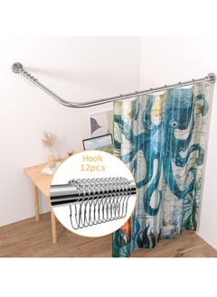 XiuWoo Stretchable 304 Stainless Half U-shaped Bathroom Bathtub Corner Shower Curtain equipment Rack, Drill Free Install, for Bathroom, Clothing Store, Private space  - Image 5