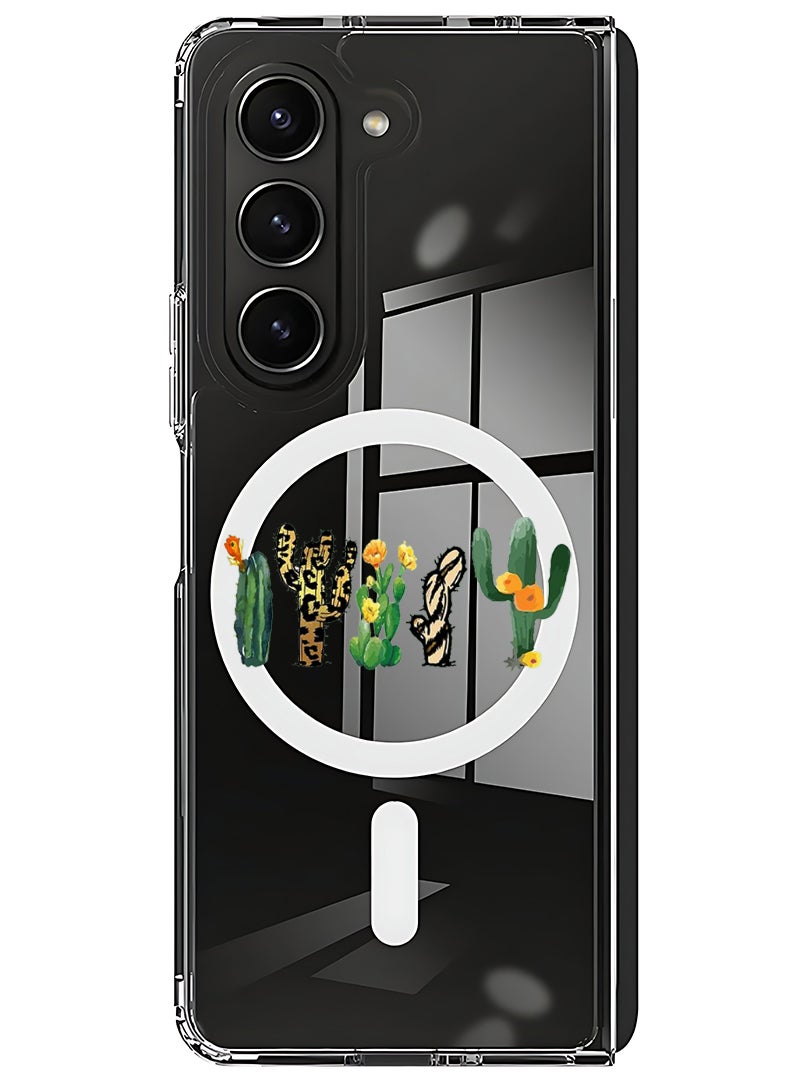 Theodor Magnetic Case for Samsung Galaxy Z Fold 5 Compatible with MagSafe Wireless Charging, Shockproof Phone Bumper Cover cactus - Image 1