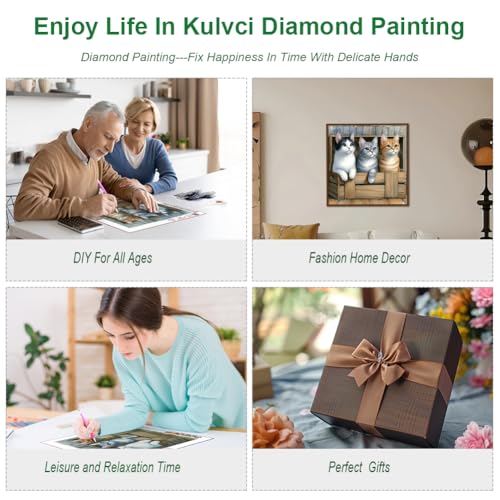 Kulvci Cat Diamond Painting Kits for Adults, Diamond Art Kits for Beginners, 5D DIY Full Drill Gem Craft for Home Decor Gift 12x12inch - Image 3