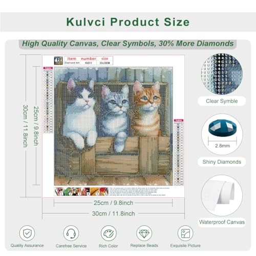 Kulvci Cat Diamond Painting Kits for Adults, Diamond Art Kits for Beginners, 5D DIY Full Drill Gem Craft for Home Decor Gift 12x12inch - Image 4