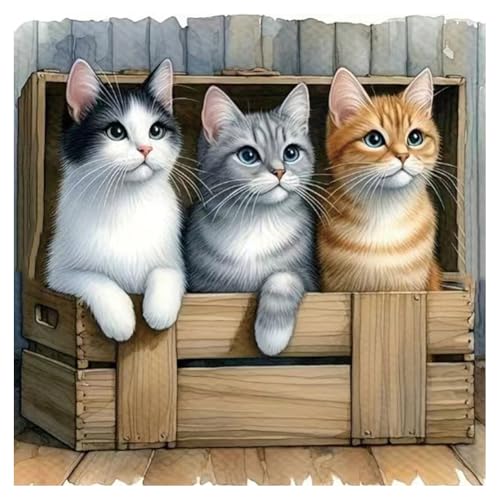 Kulvci Cat Diamond Painting Kits for Adults, Diamond Art Kits for Beginners, 5D DIY Full Drill Gem Craft for Home Decor Gift 12x12inch - Image 1