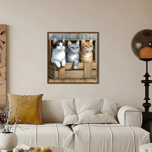 Kulvci Cat Diamond Painting Kits for Adults, Diamond Art Kits for Beginners, 5D DIY Full Drill Gem Craft for Home Decor Gift 12x12inch - Image 2